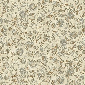 Le Poulet Fabric: Small Wildflowers Cream (per 1/4 metre) | 