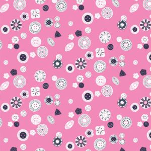 Stitch Fabric: Buttons on Pink (per 1/4 metre) | 