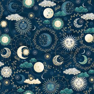 Luna Fabric: Cosmos, Blue | 