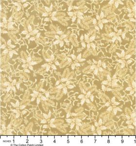 Holiday Flourish, Festive Finery fabric: Mistletoe and Holly, Dark Cream | 