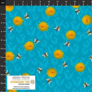 Spread the Seeds fabrics: Dandelion and Bees Light Blue | 