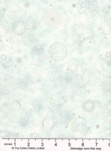 Celestials fabric: Lunar Symbols, Blue | 