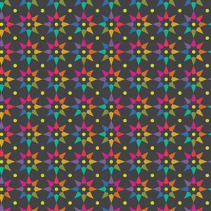 Art Theory Fabric: Rainbow Star Black (per 1/4 metre) | 