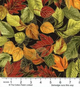 Harvest fabric: Fall Leaves, Black | 