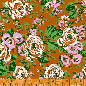 Posy Fabric: Bright Roses Rust (per 1/4 metre) | 