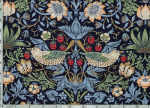 William Morris Kelmscott Fabric: Strawberry Thief Navy (per 1/4 metre) | 