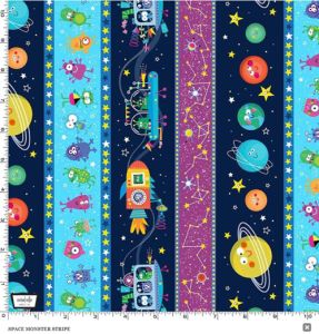 Lost In Space fabric: Space Monster, Stripe | 