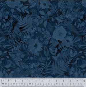 Botanical Blues Fabric: Flower Press Ink (per 1/4 metre) | 