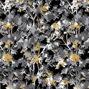 Black White & 24 Karat fabric: Tree Silhouette Black (per 1/4 metre) | 