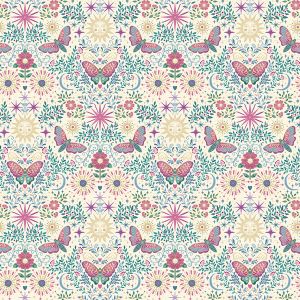 Luna Fabric: Night Garden, Cream | 