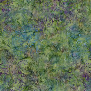 Mystic Vineyard Batik Fabric: Paisley Green/Purple | 