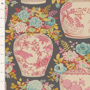 Tilda Chic Escape fabric: Flowervase Grey (per 1/4 metre) | 