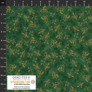 Christmas Wonders fabric: Gold on Green (per 1/4 metre) | 