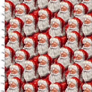 Christmas Eve Journey Fabric Smiling Santas (per 1/4 metre) | 