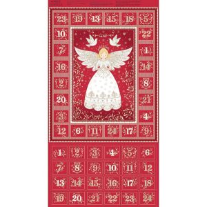 Angels fabric: Angels Advent Calendar 60cm Panel Red | 