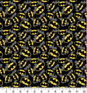 Superheroes Fabric: Batman Logo Overlay (per 1/4 metre) | 