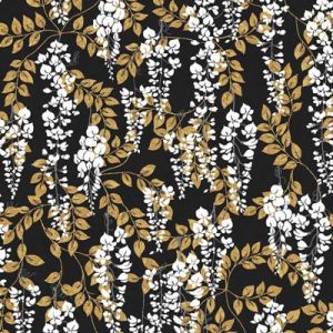 Narumi Fabric: Wisteria on Black (per 1/4 metre) | 