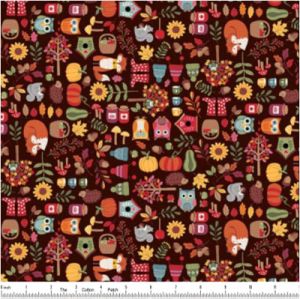 Autumn Days Fabric Icon Scatter Dark (per 1/4 metre) | 