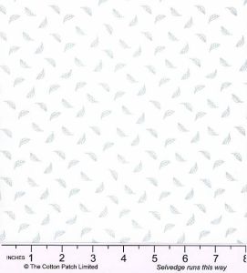 Classic Coordinates Fabric: Small Grey Leaf on White (per 1/4 metre) | 