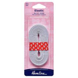 Hemline NonRoll Knitted Elastic: 6mm x 3m: white | 