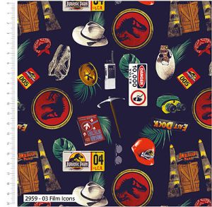 Jurassic Park Opulent Jungle fabric: Film Icons Navy (per 1/4 metre) | 