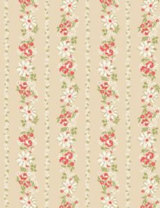 Sentiments fabric: Daisies and Roses Stripe Tan | 