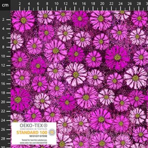 Flowers on My Mind Fabric: Zinnias, Purple | 