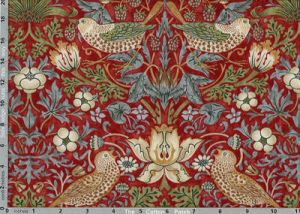 William Morris Kelmscott Fabric: Strawberry Thief Red (per 1/4 metre) | 