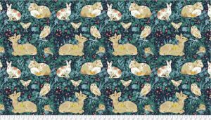 Land Art fabric: Mini Enchanted Forest Navy 60cm Panel | 